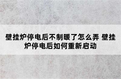 壁挂炉停电后不制暖了怎么弄 壁挂炉停电后如何重新启动